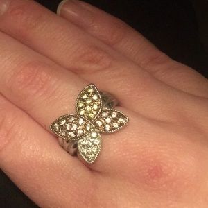 Two tone 925 sterling flower ring